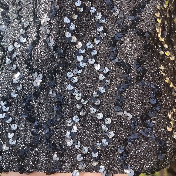 '70s vintage intricate black and silver sequin metallic top medium - Picture 4 of 7